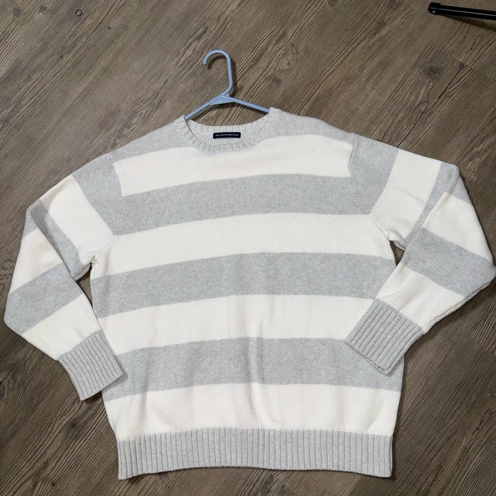 Brandy Melville Striped Gray and White Sweater 100% Cotton - Picture 2 of 6
